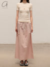 BASERANGE Elastic waist skirt Comfortable French BAS-SKCA-PO-SU25-FEN Pink